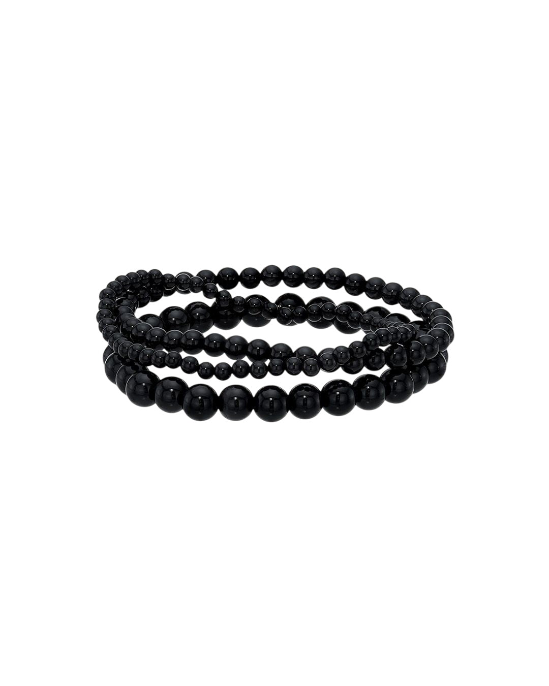 Black Onyx Bead Bracelet Stack