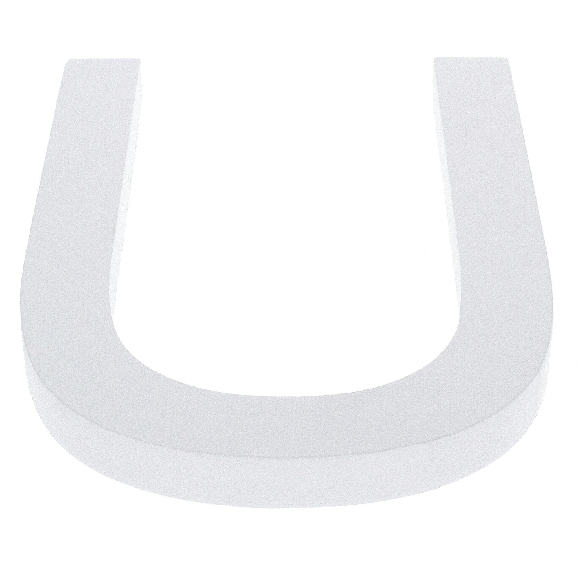 Arial Font White Painted Mdf Wood Letter U (6 Inches)