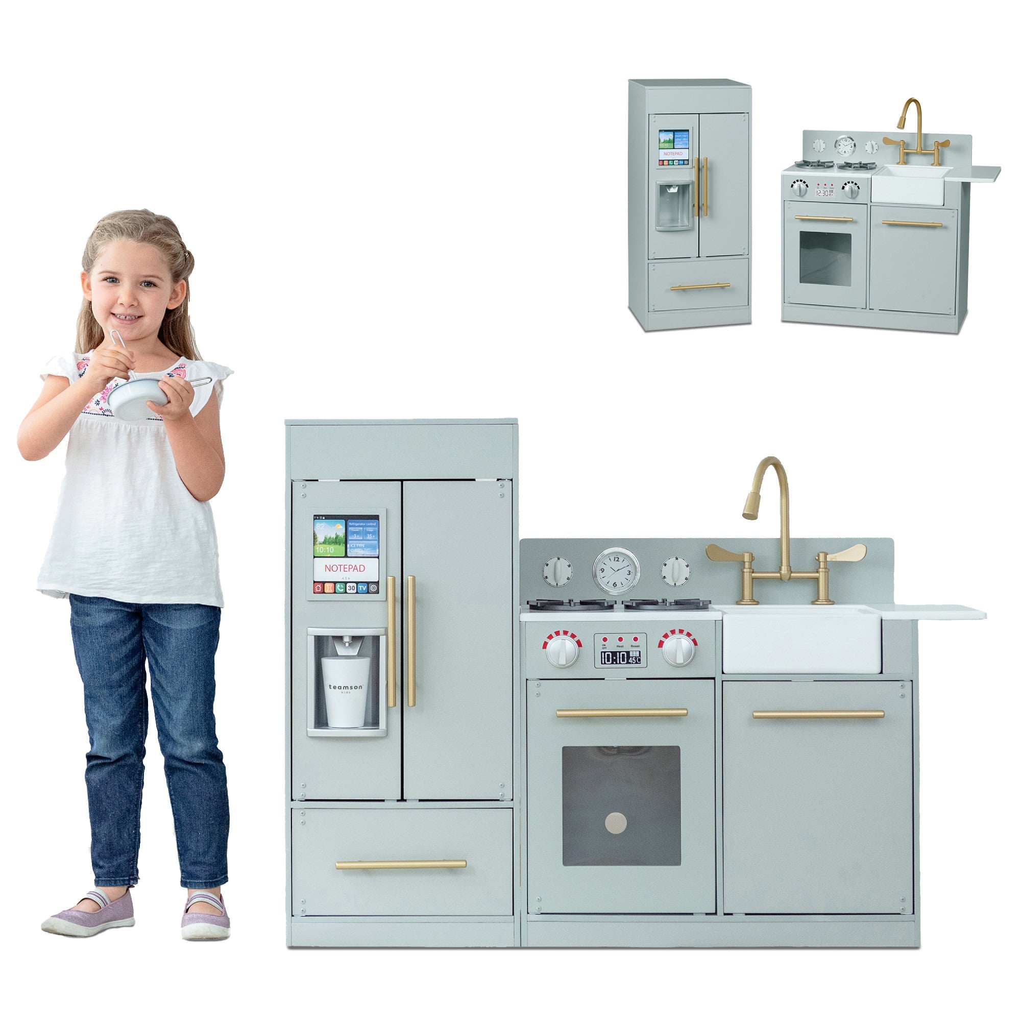 Little Chef Charlotte Modern Play Kitchen, Silver Gray/gold