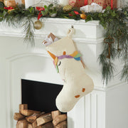 Unicorn On Cream Christmas Stocking In Hand Felted Wool