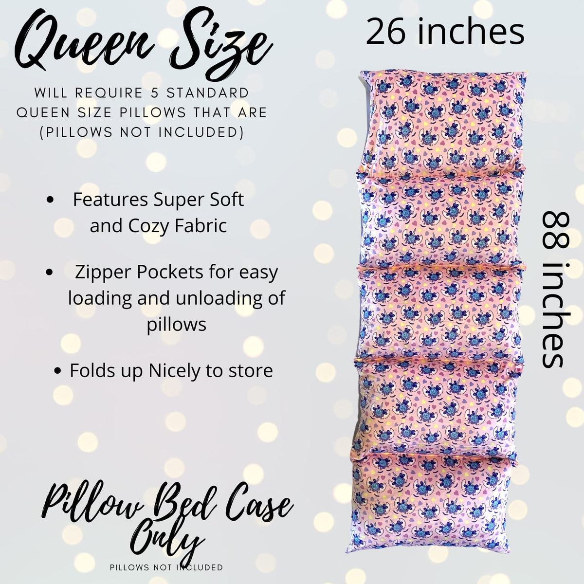 Unicorn Eyelashes Pillow Bed Case, Floor Lounger Holiday Gift For Unicorn Loving Girls