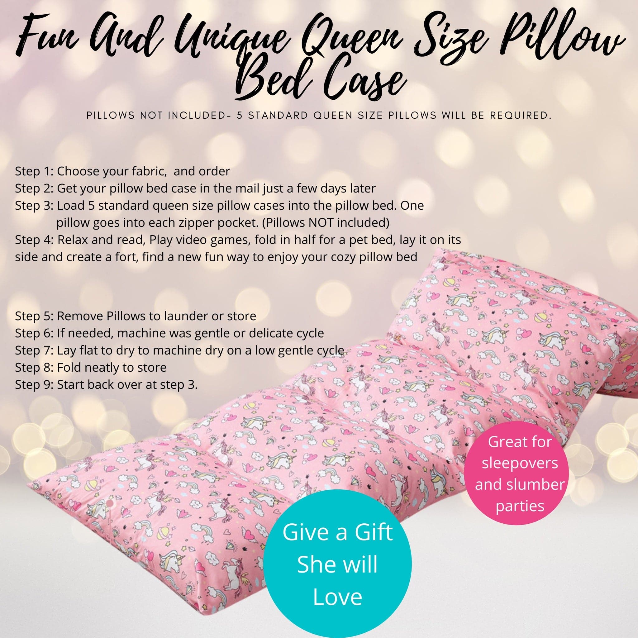 Fairy Unicorn Princess Gift Set - Floor Lounger, Wings, Wand And Mask