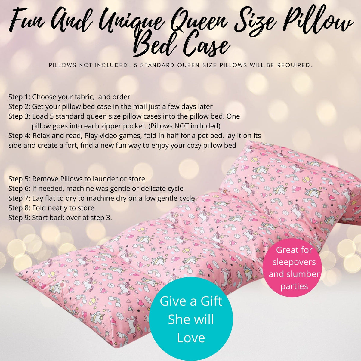 Unicorn Pillow Bed Floor Lounger, Unicorn Pillow Bed Slipcover, Unicorn Party Item, Unicorn Gift For Children