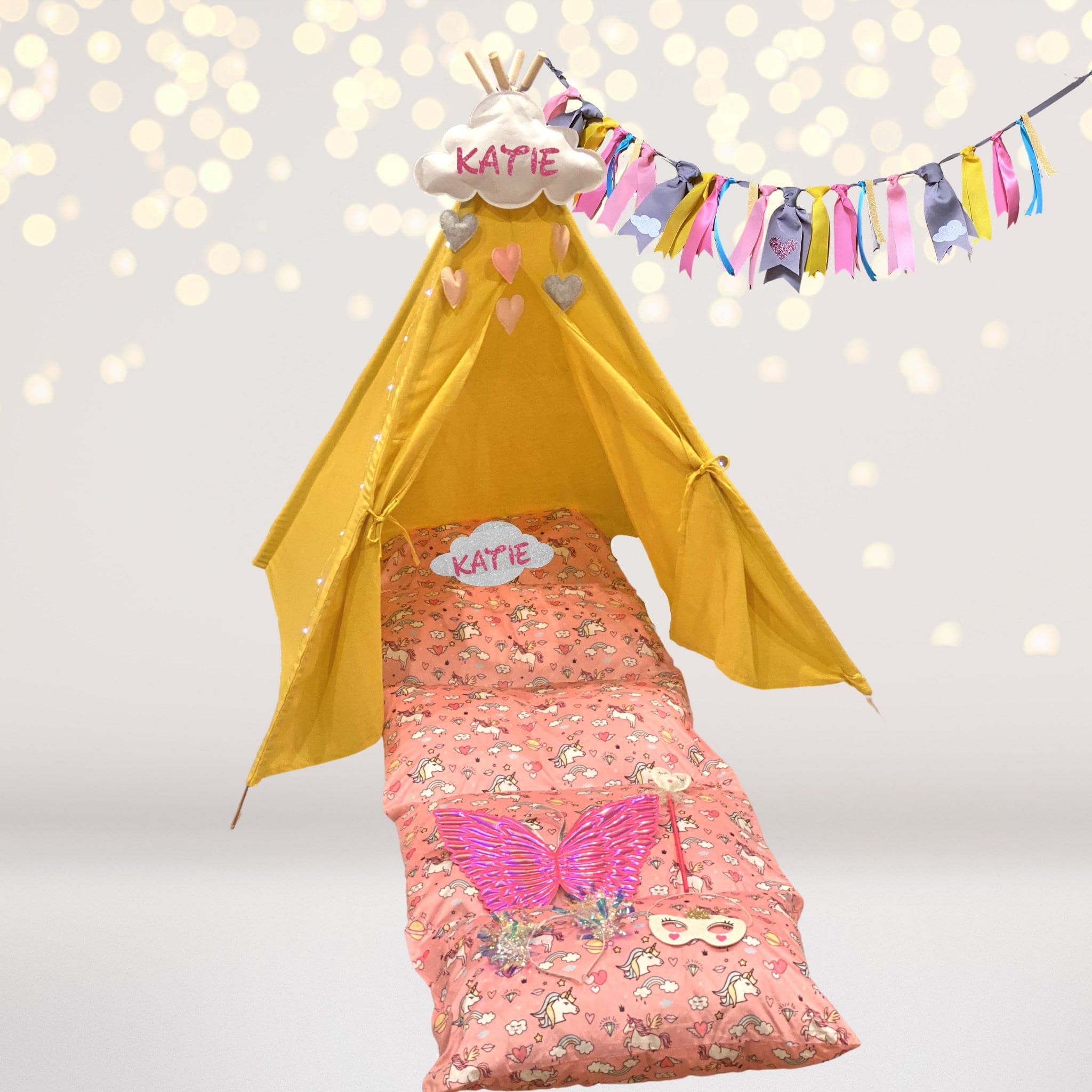 Unicorn Tee Pee Play Set, Princess Sleepover Set