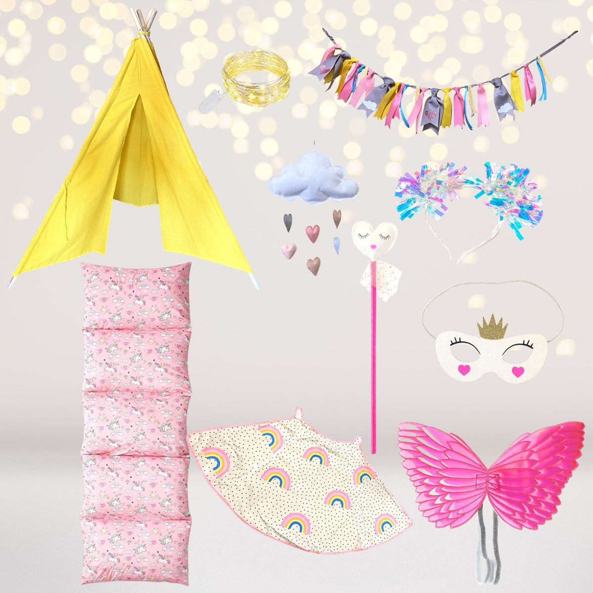 Unicorn Tee Pee Play Set, Princess Sleepover Set