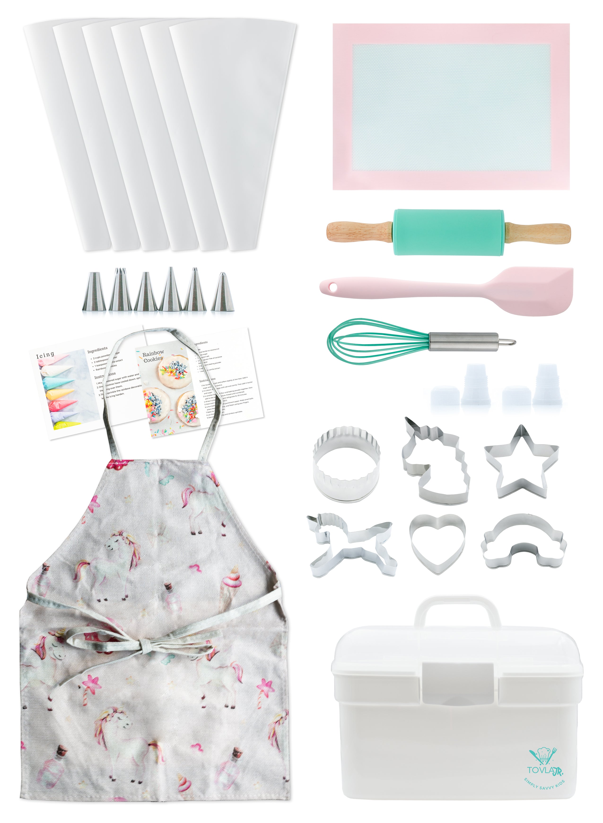 Tovla Jr. Unicorn Baking Set | Magical Kids Baking Kit With Tools, Apron & Recipe Cards