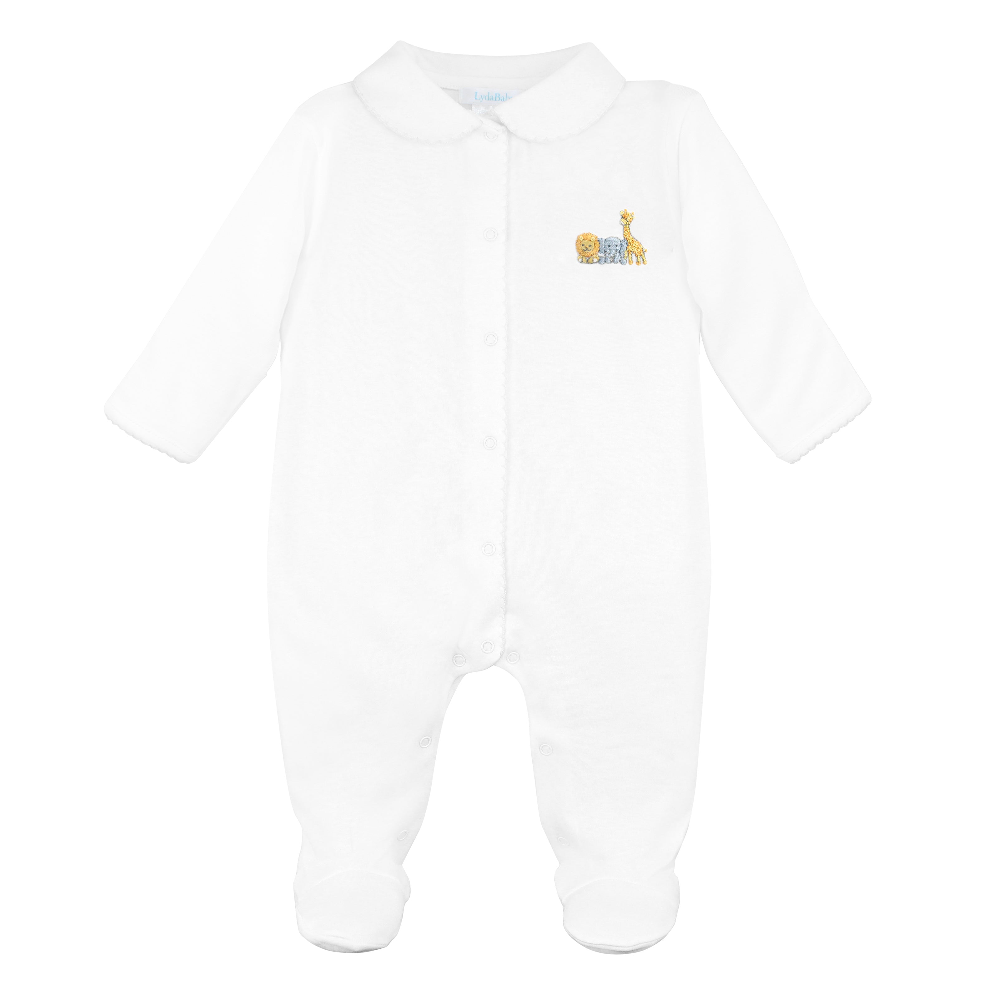 Baby Safari Animals Embroidery Footie | Baby Unisex
