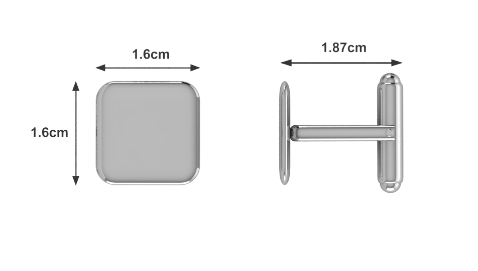 Krysaliis Sterling Engravable Cushion Cufflink