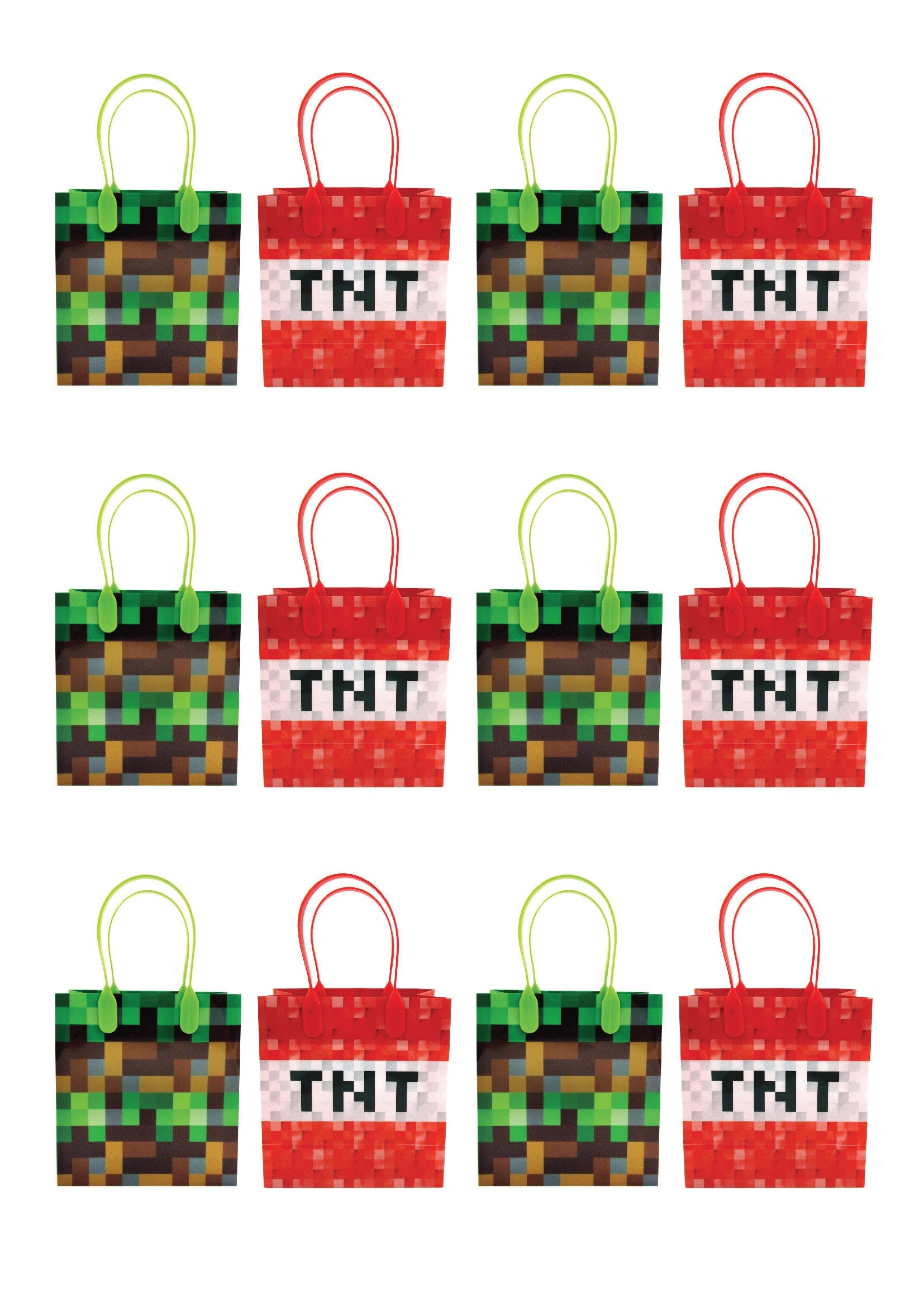 Pixels Miner Themed Party Favor Bags Treat Bags - Set Of 6 Or 12