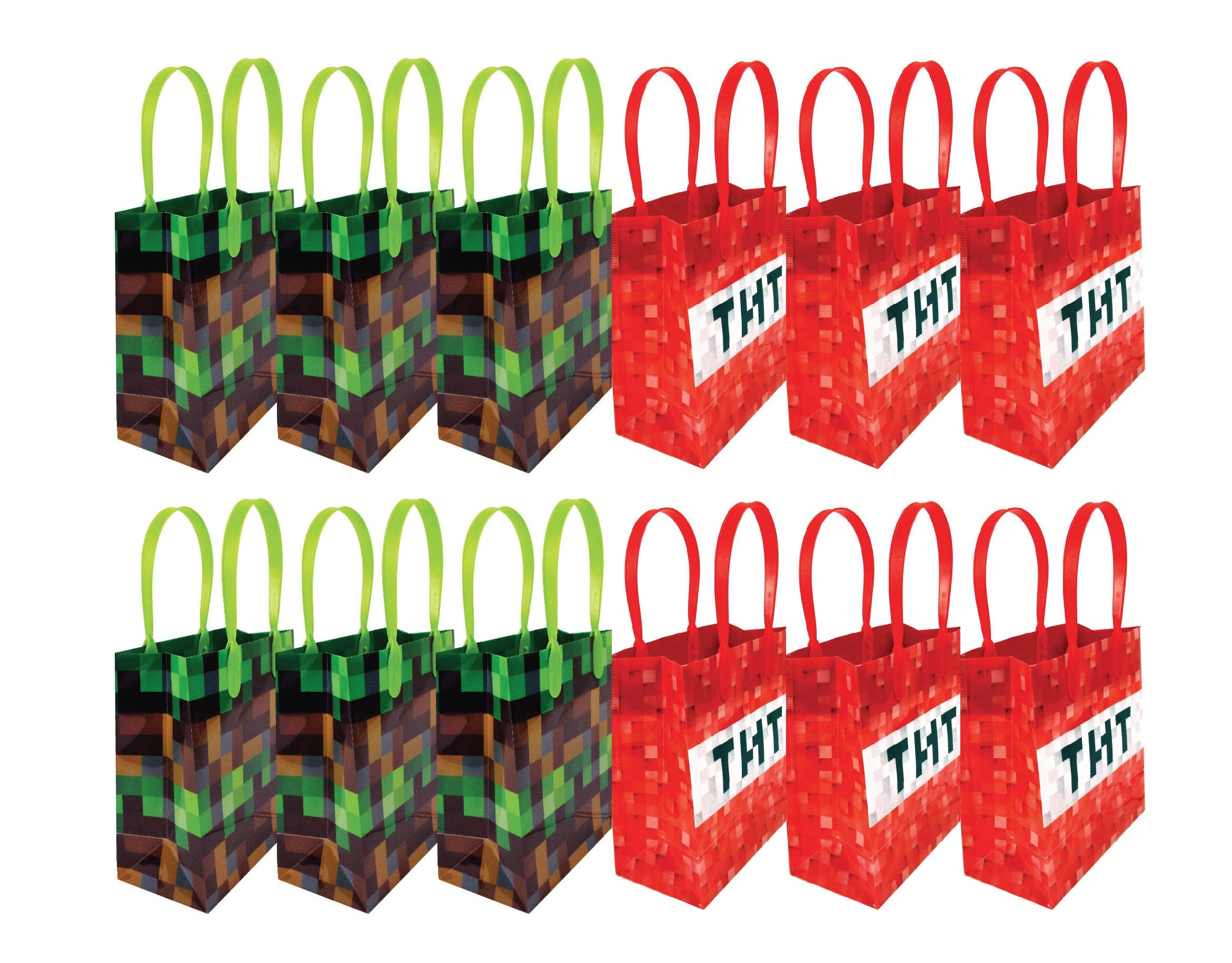 Pixels Miner Themed Party Favor Bags Treat Bags - Set Of 6 Or 12