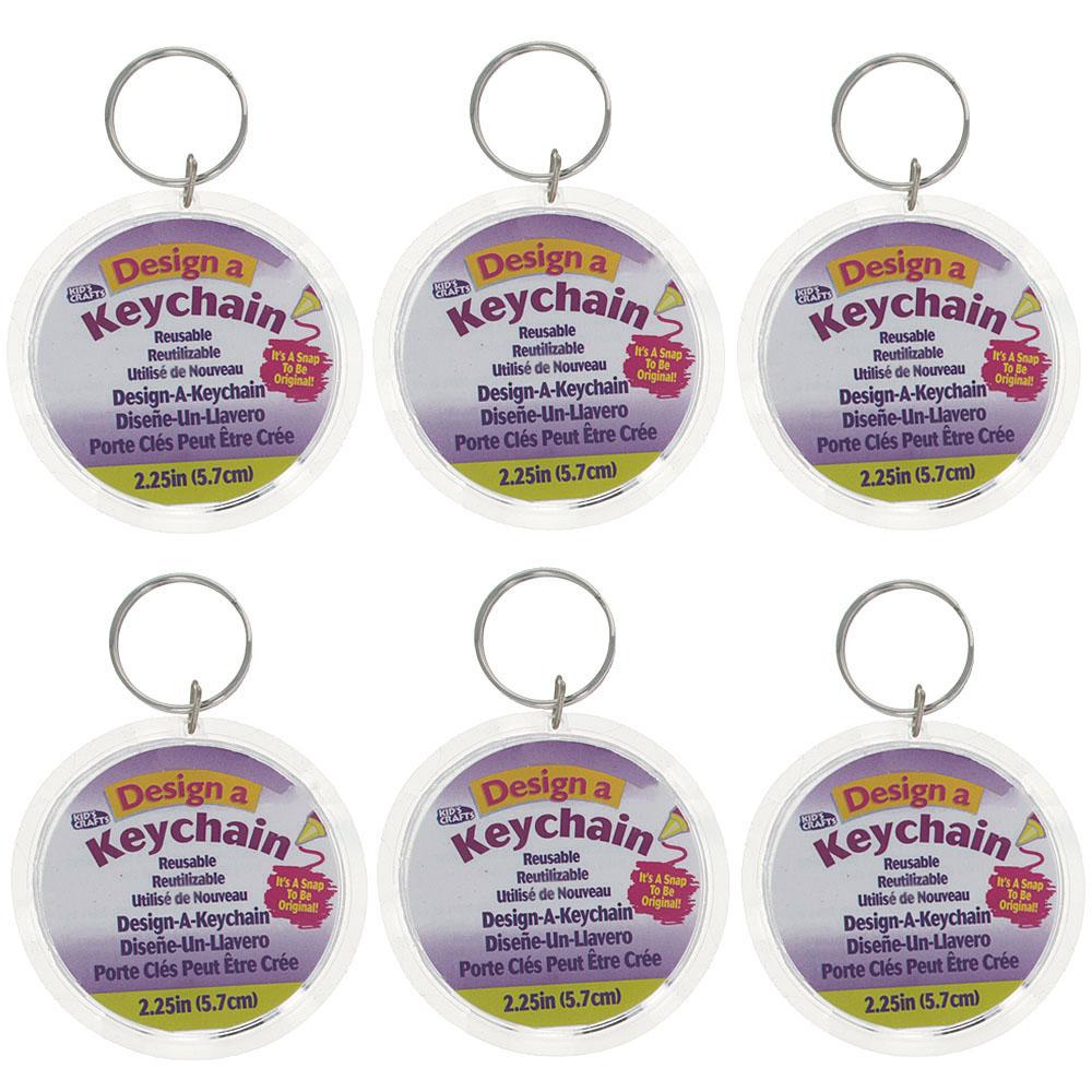 Set Of 6 Clear Plastic Key Chains Diy Craft 2.75 Inches