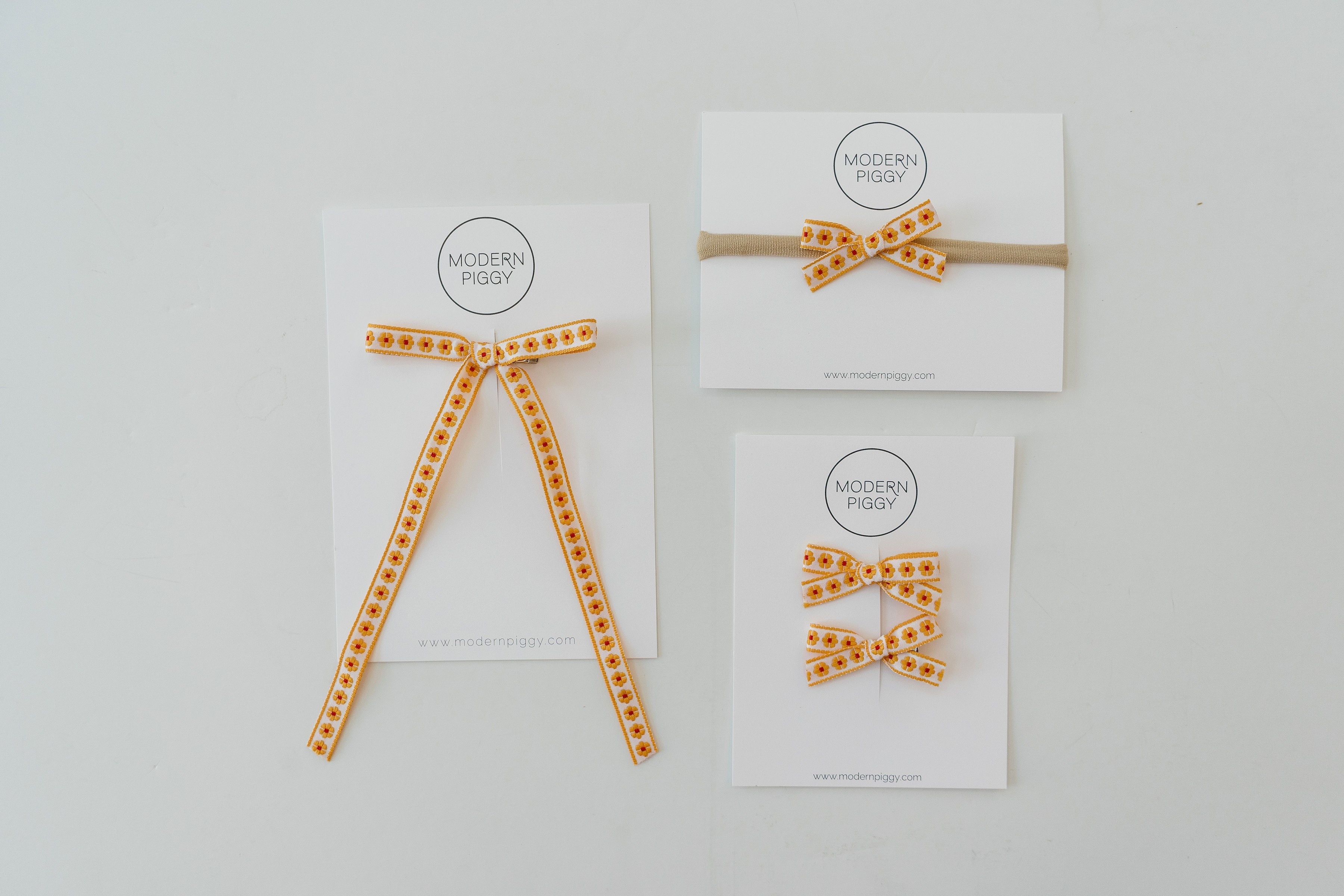 Daisy Chain- Yellow | Mini Ribbon Bow Set