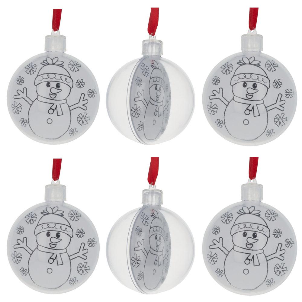 Set Of 6 Fillable Openable Plastic Christmas Ornaments Diy Craft 3 Inches