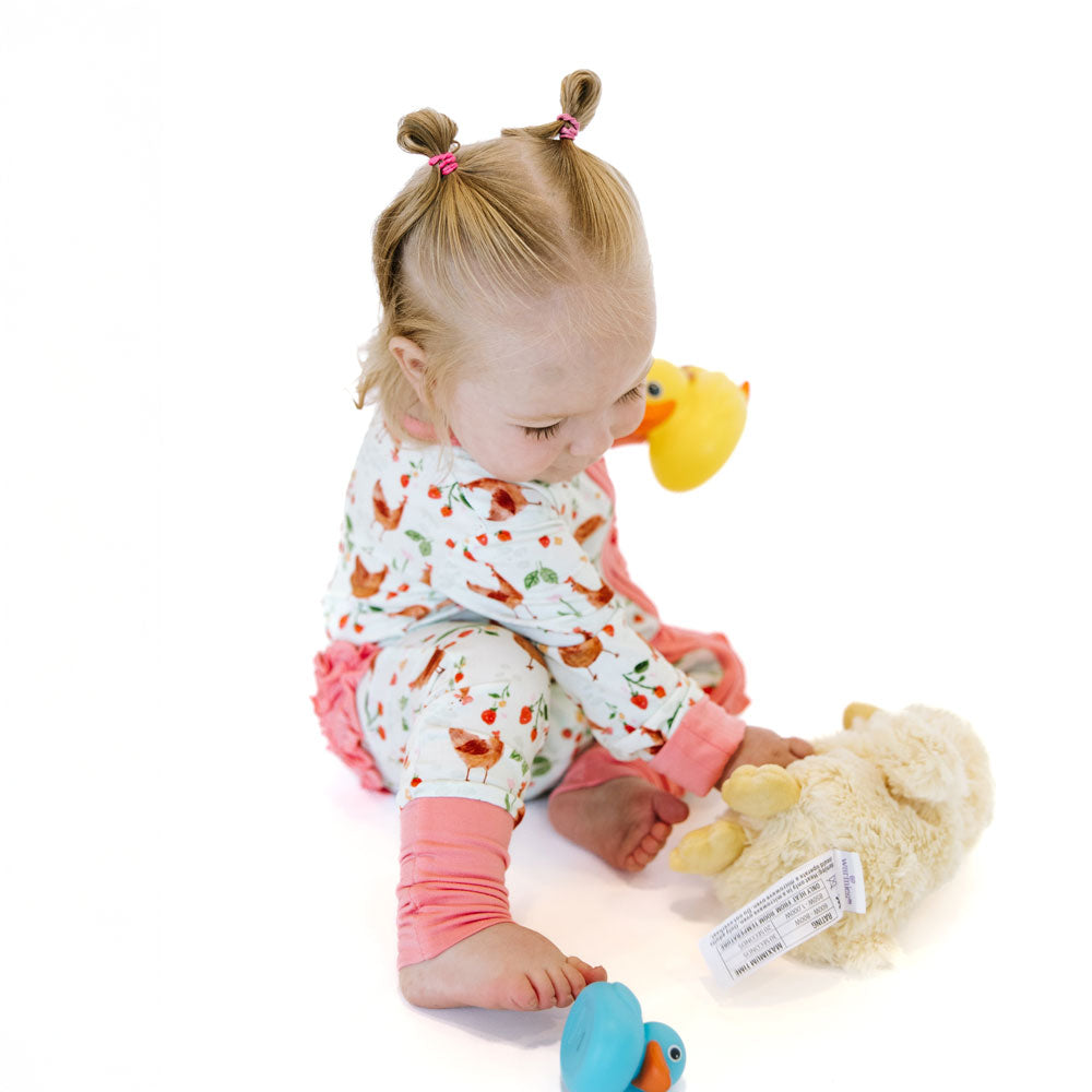 Evalyn Chickens Bamboo Ruffle Convertible Footie