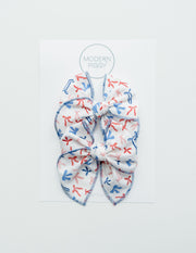 Red White And Bow | Pigtail Set - Petite Party Bow