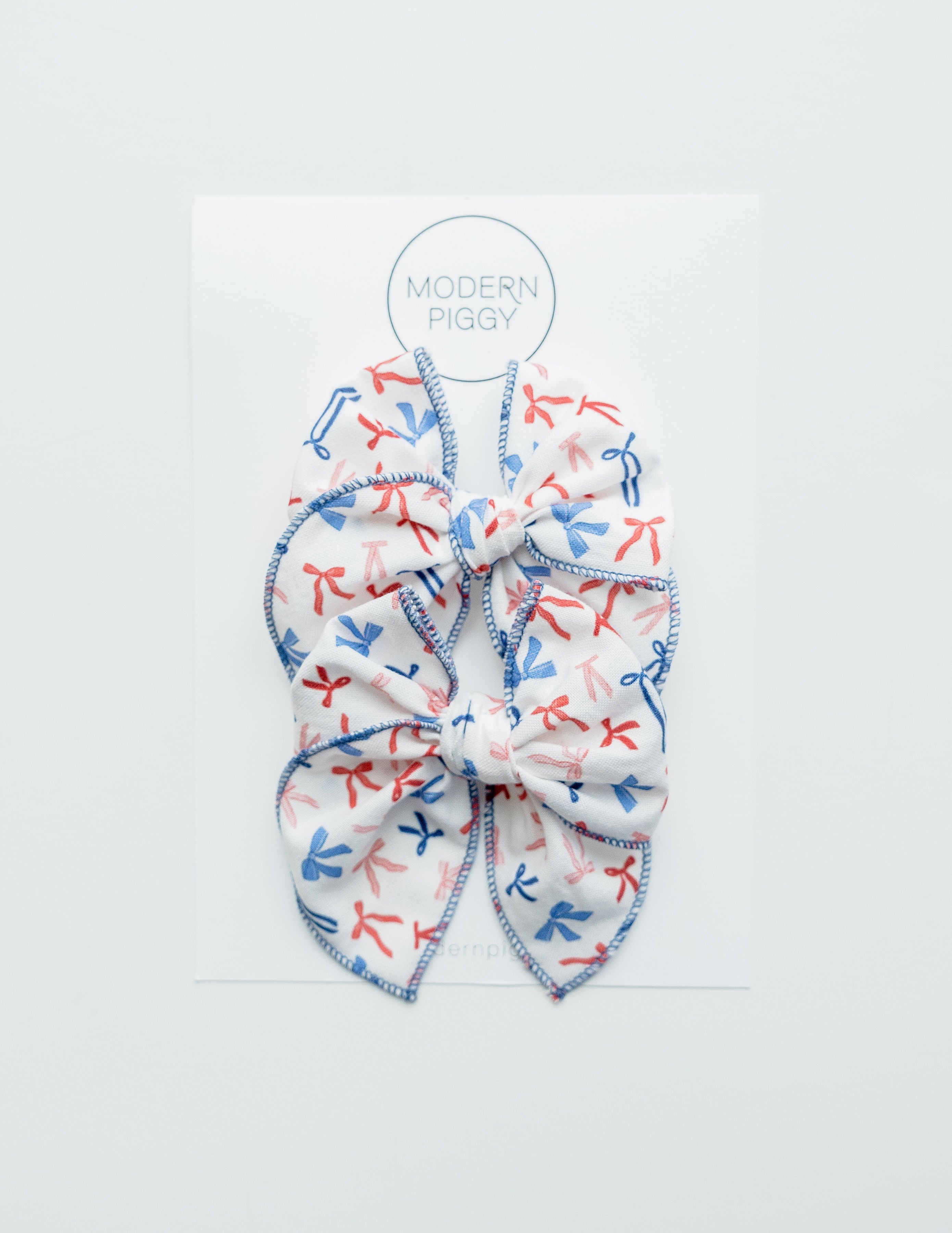 Red White And Bow | Pigtail Set - Petite Party Bow