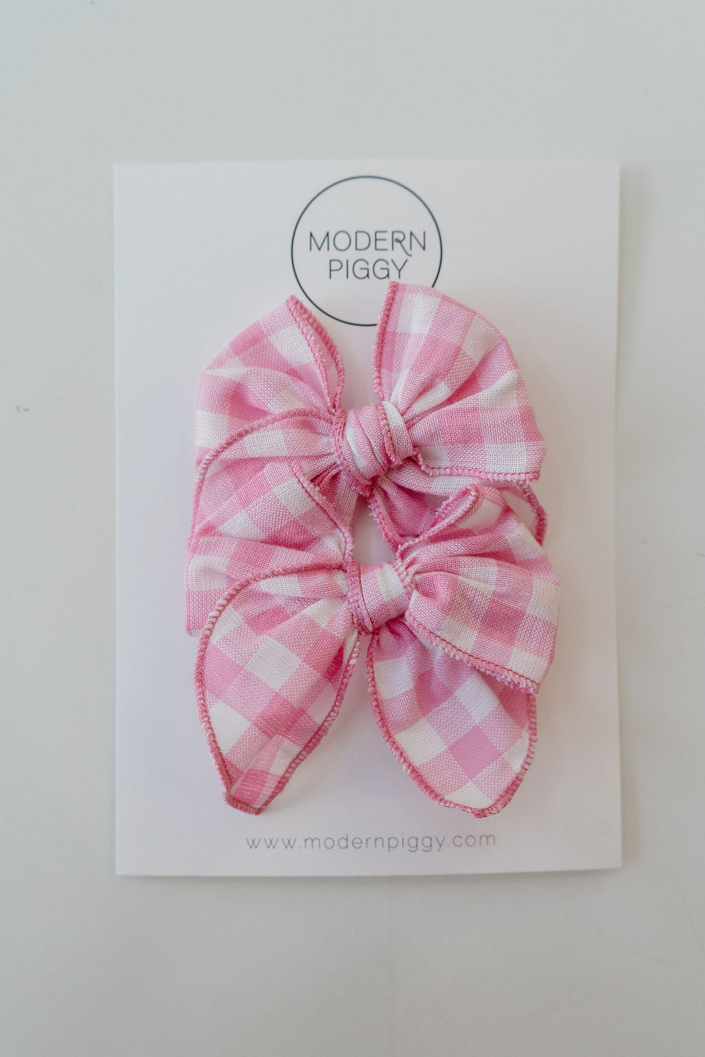 Rosy Gingham | Pigtail Set - Petite Party Bow