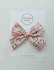 Spring Garden- Pink | Pigtail Set - Hand-tied Bow
