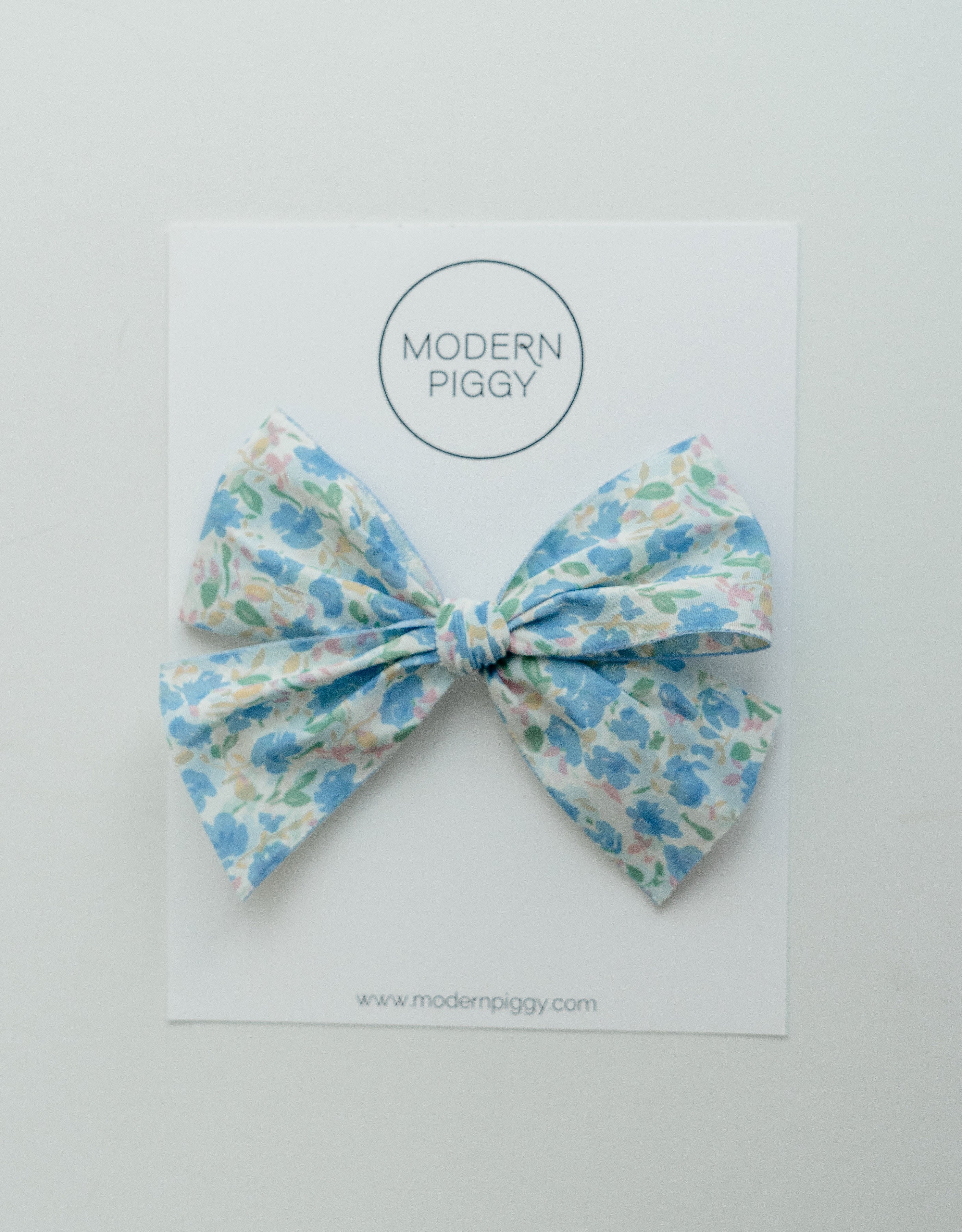 Spring Garden- Blue | Pigtail Set - Hand-tied Bow