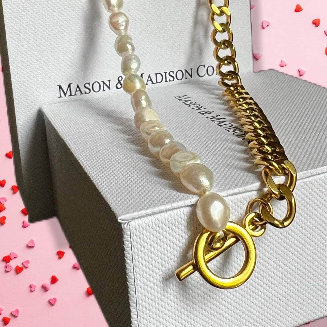 Pearl Necklace - Mason & Madison Half Chain Pearl Necklace