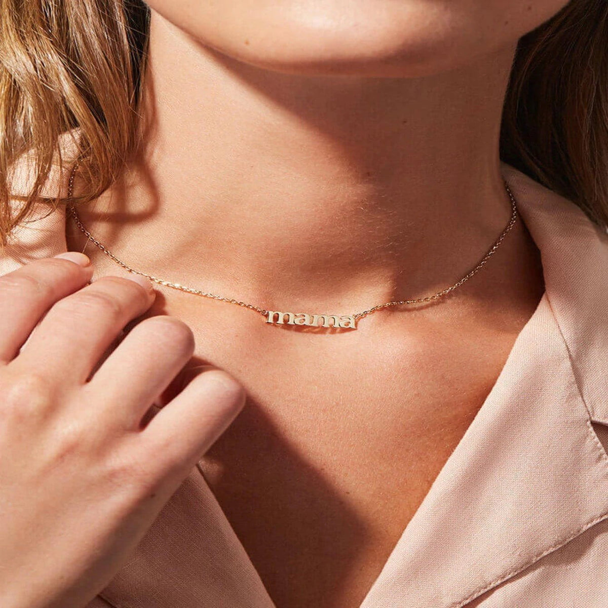 Gold Pendant Necklace For Mom - Mason & Madison Mama Letter Chain Necklace