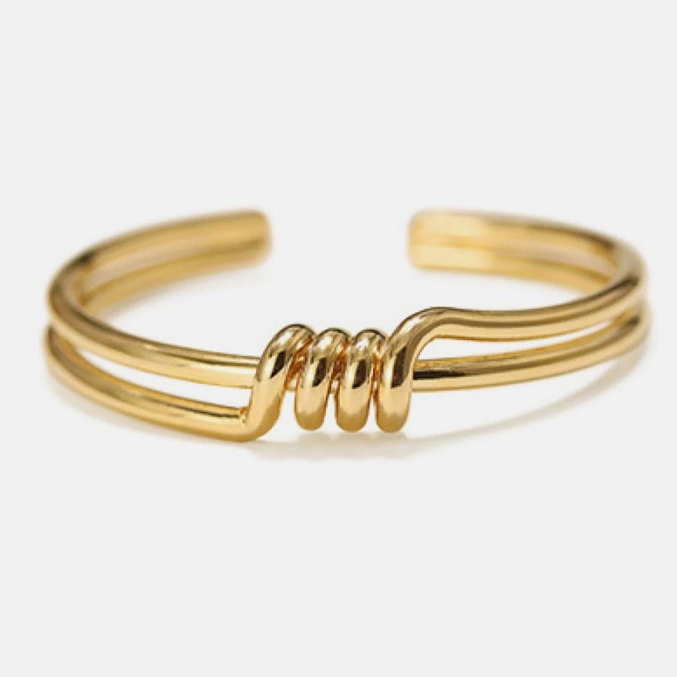 Gold Cuff Bangle Bracelet - Open Cuff Spiral Bracelet