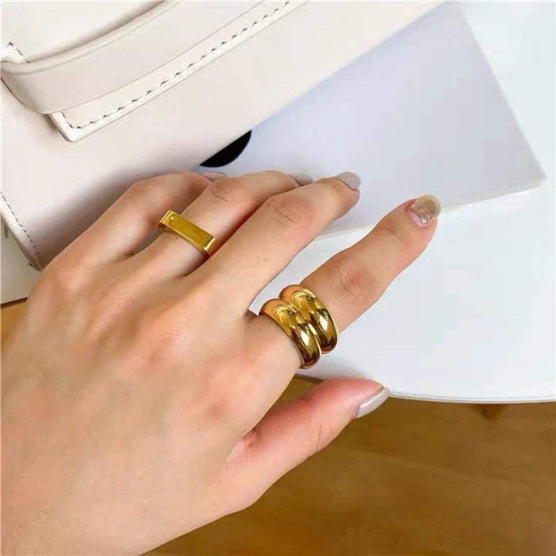Gold Ring - Nyc Duo Ridge Ring