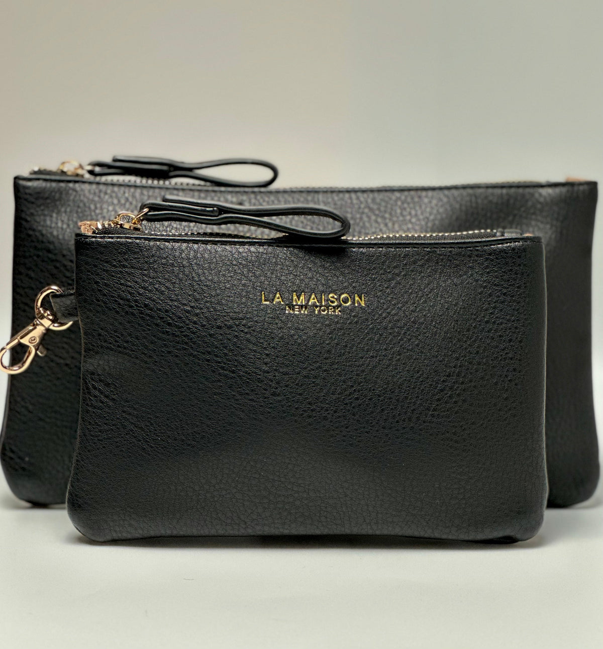 Leather Pouch Set - Clip-on Pouch Gift Set ( Black )