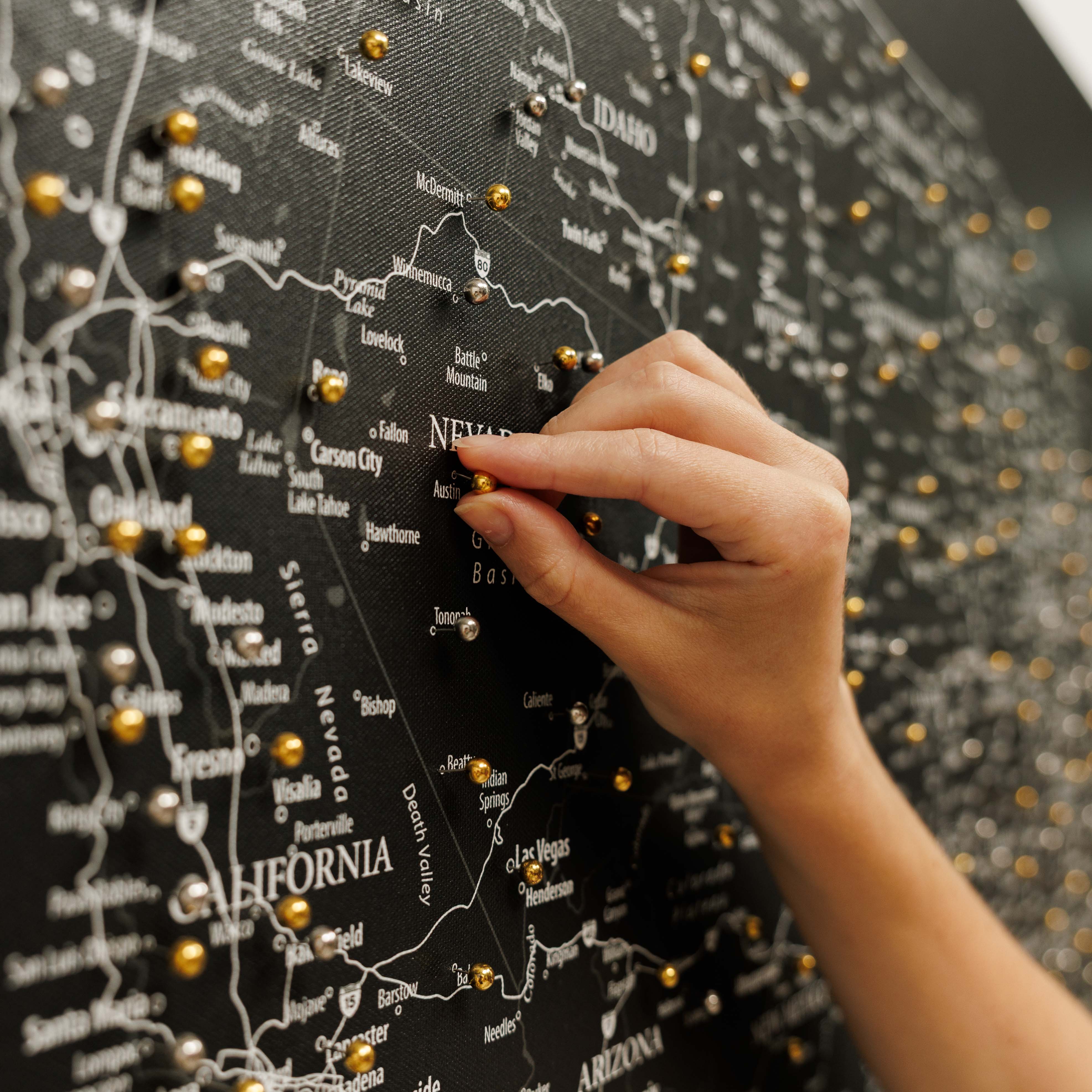 Wooden Canvas Usa Map - Black