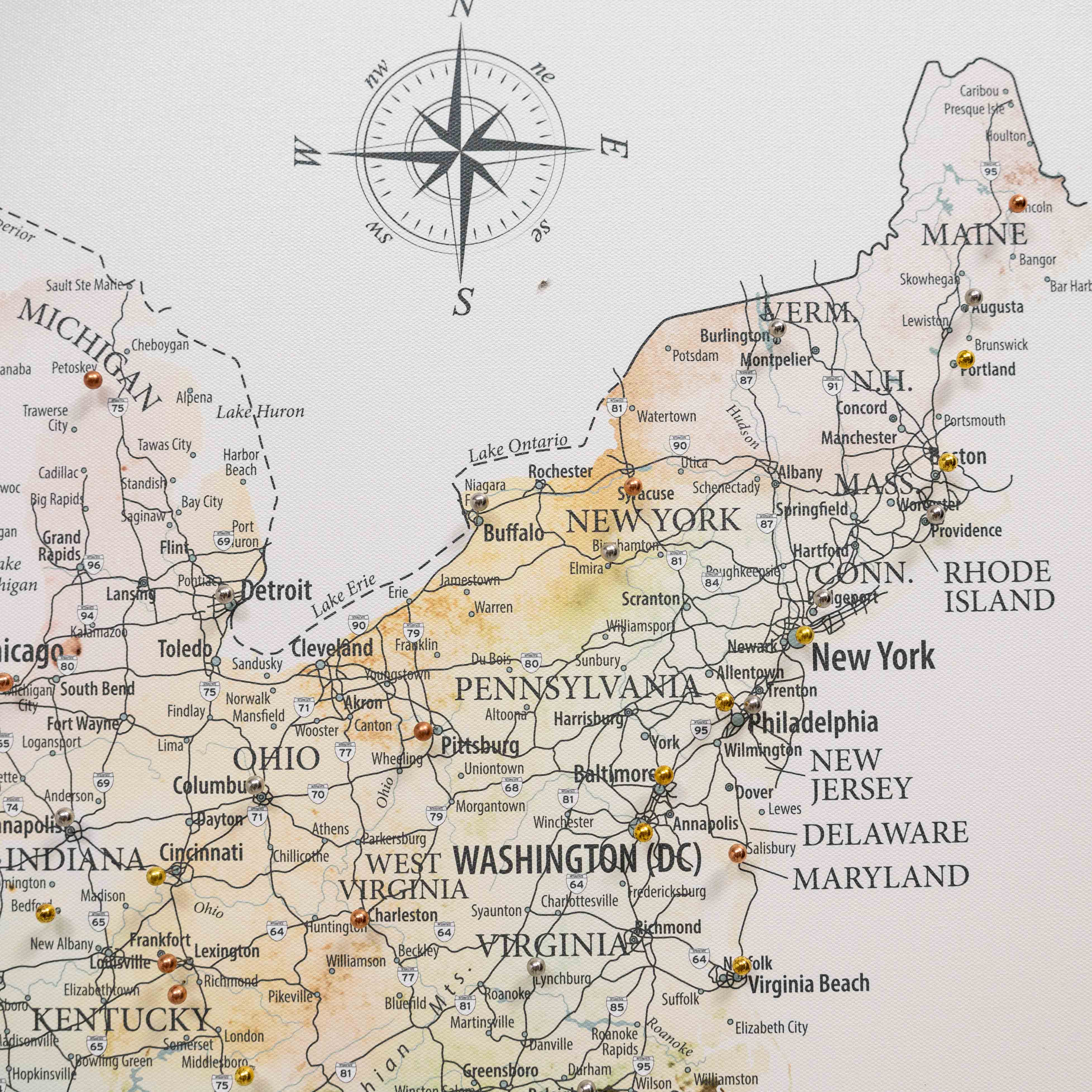 Wooden Canvas Usa Map -  Colorful