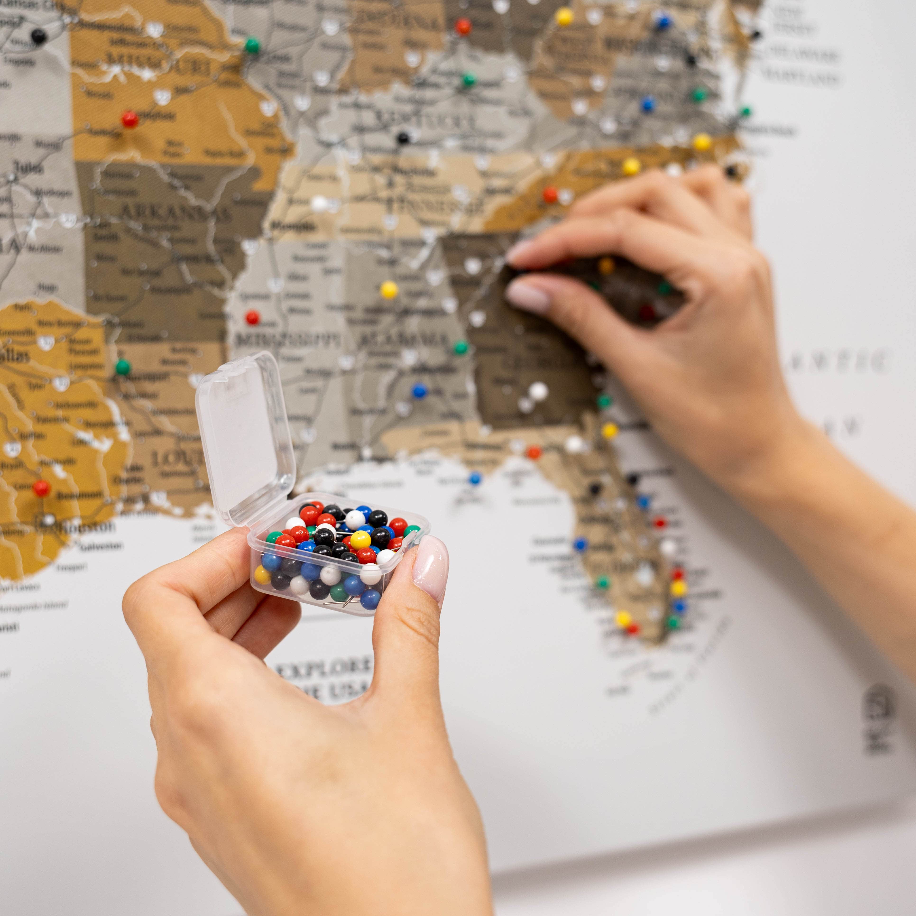 Wooden Canvas Usa Map - Desert