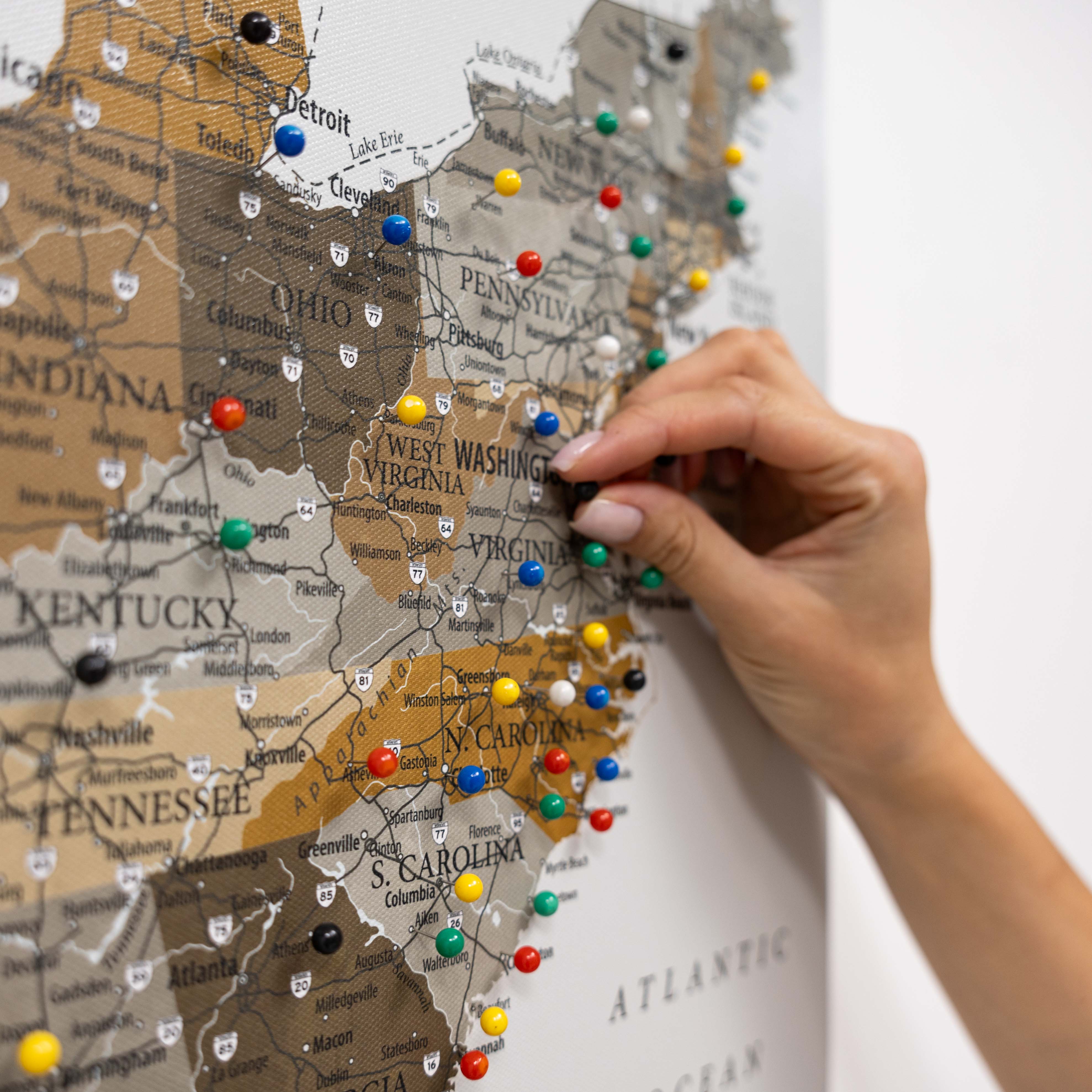 Wooden Canvas Usa Map - Desert