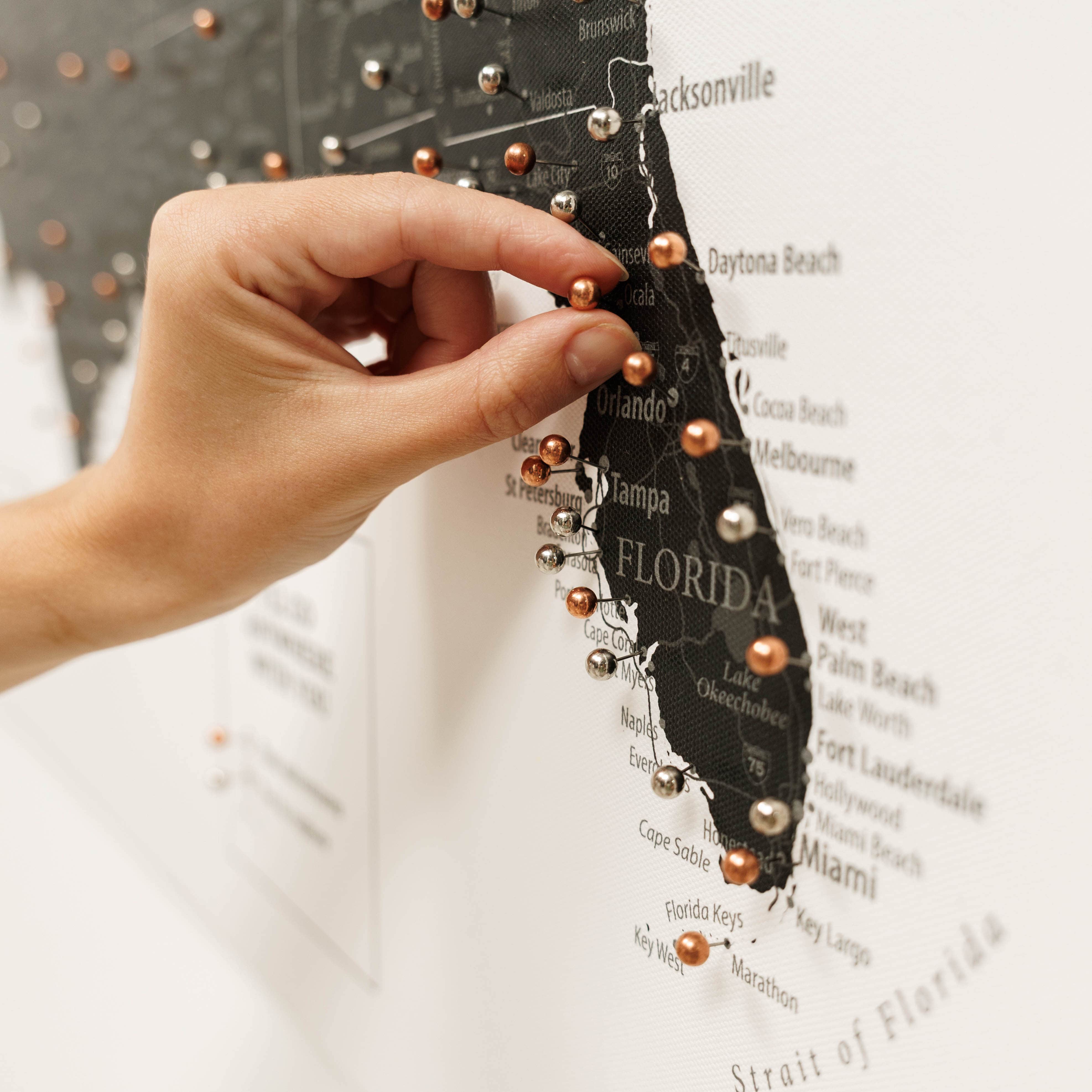 Wooden Canvas Usa Map - Onyx