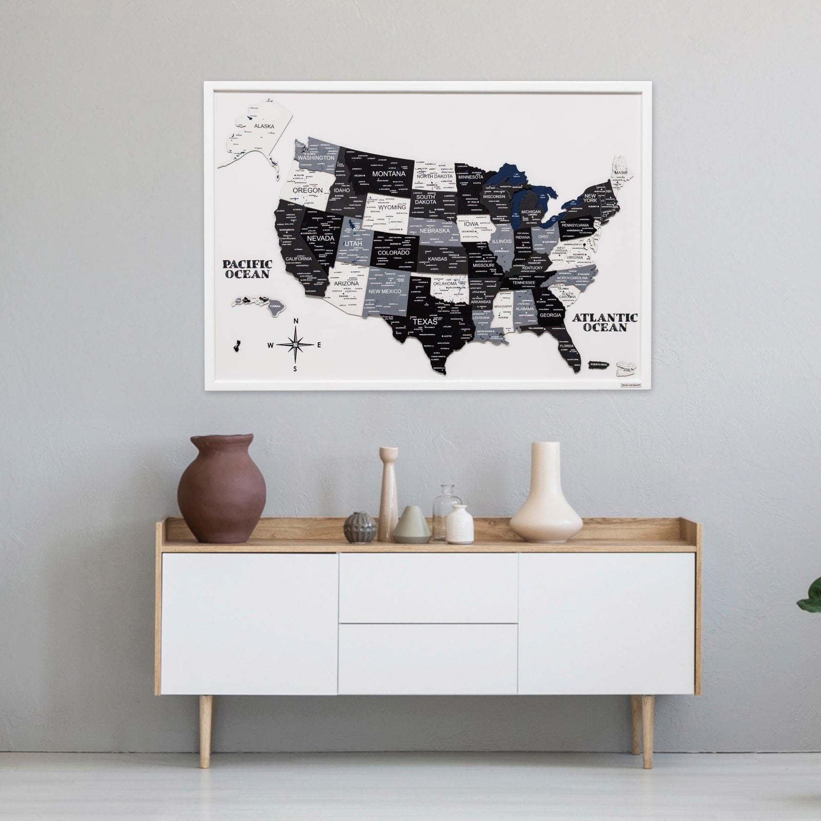 3d Wooden Usa Map On Board Nordik