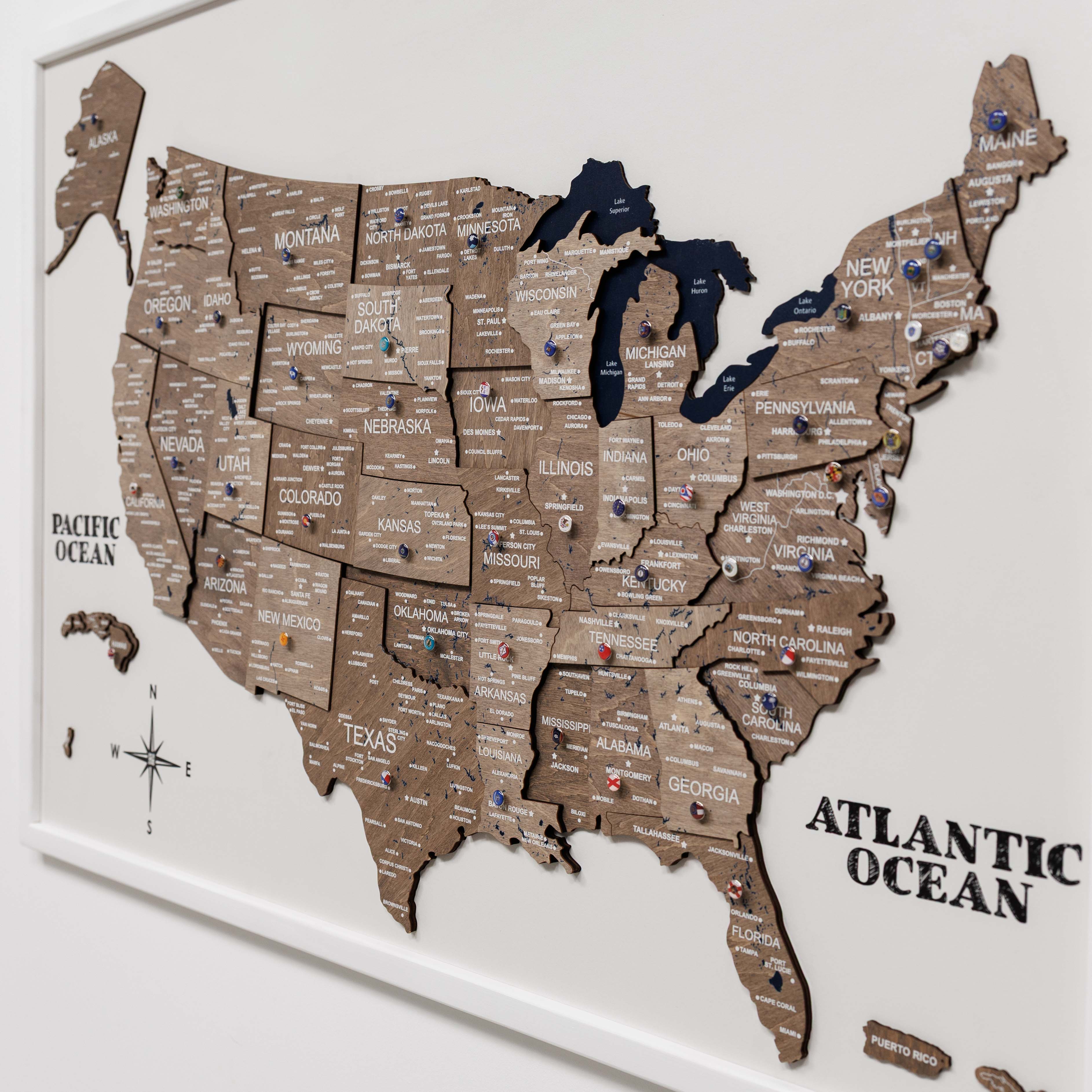 3d Wooden Usa Map On Board - Terra