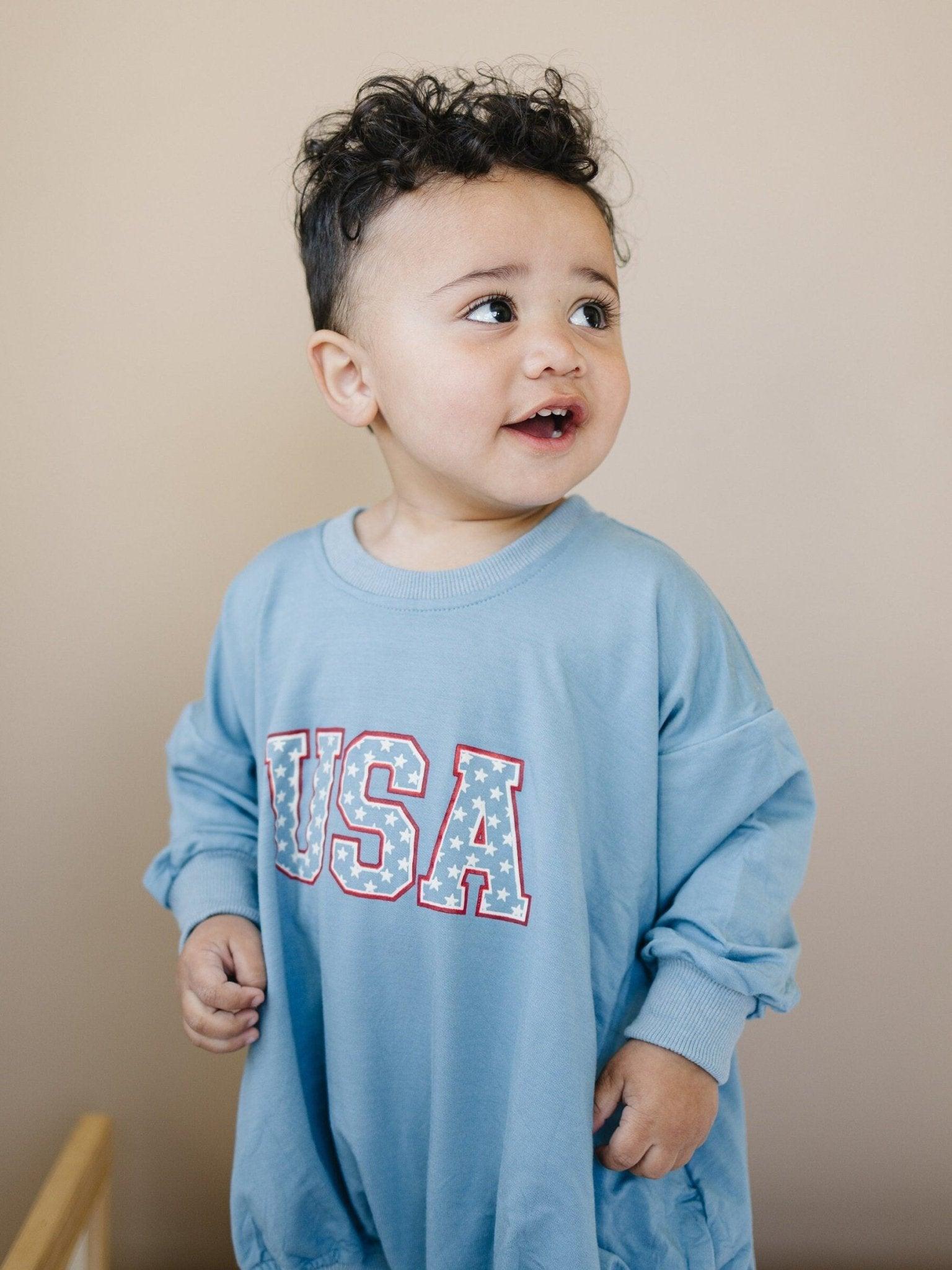 Usa Star Bamboo Sweatshirt Romper