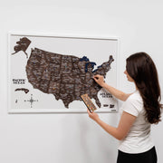 3d Wooden Usa Map On Board Dark Walnut