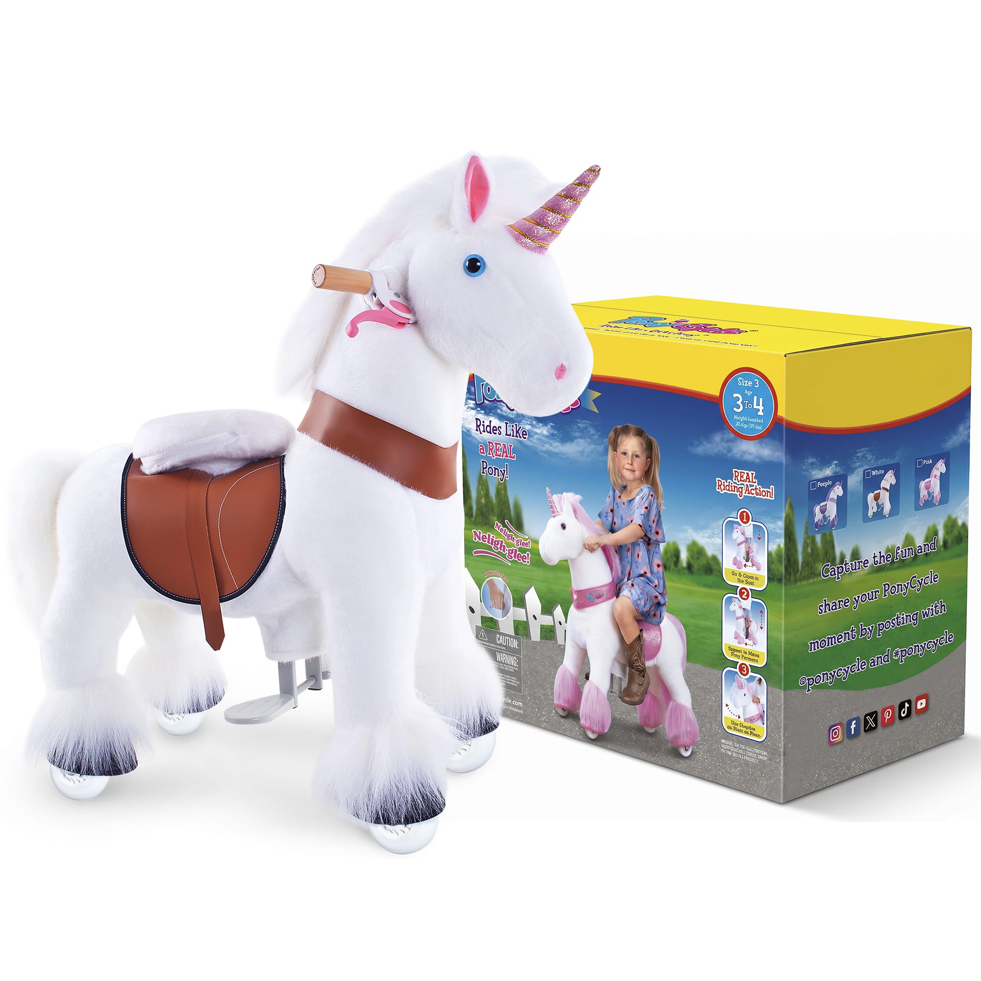 Model U Unicorn Ride-on Toy Age 3-5 White