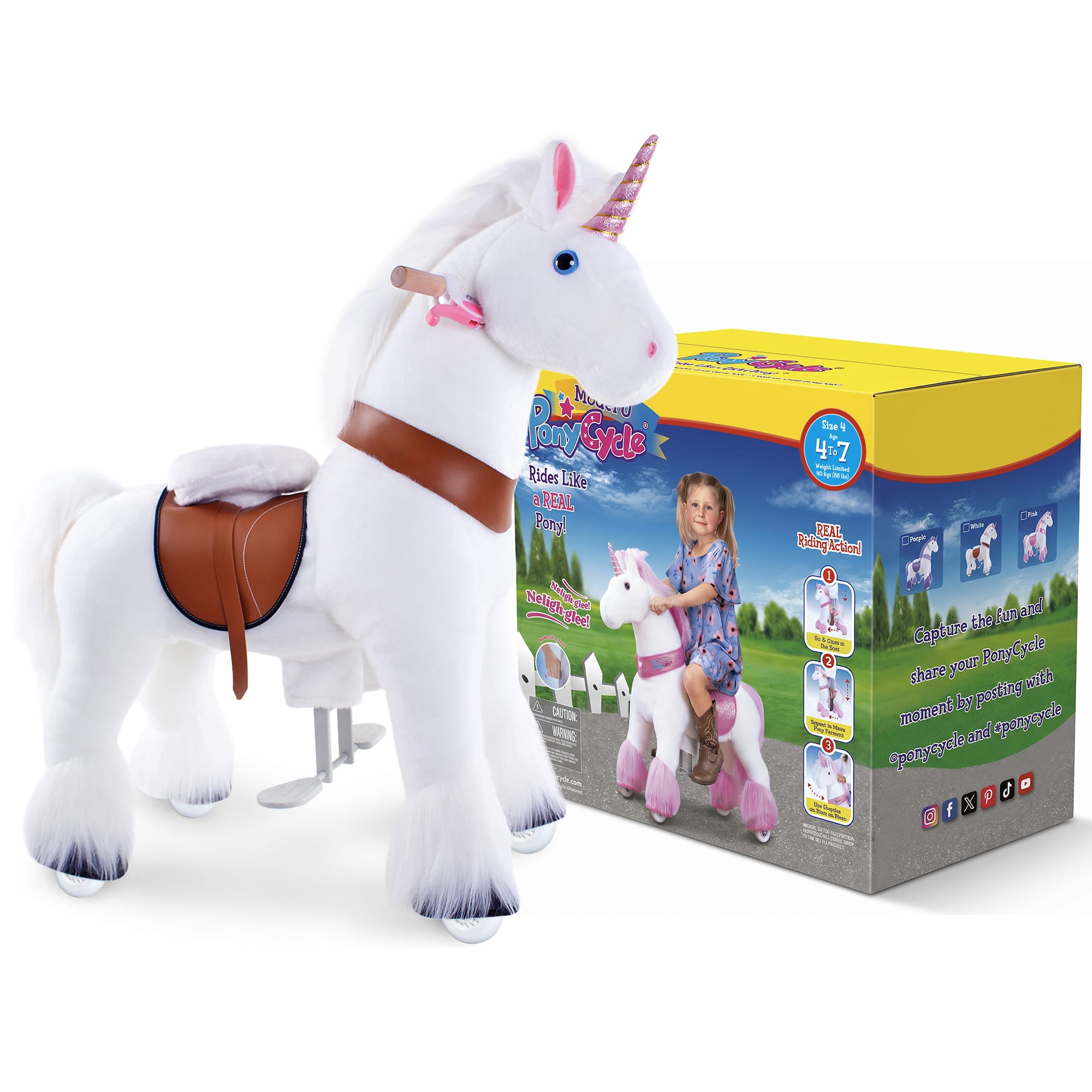 Model U Unicorn Riding Toy Age 4-8 White