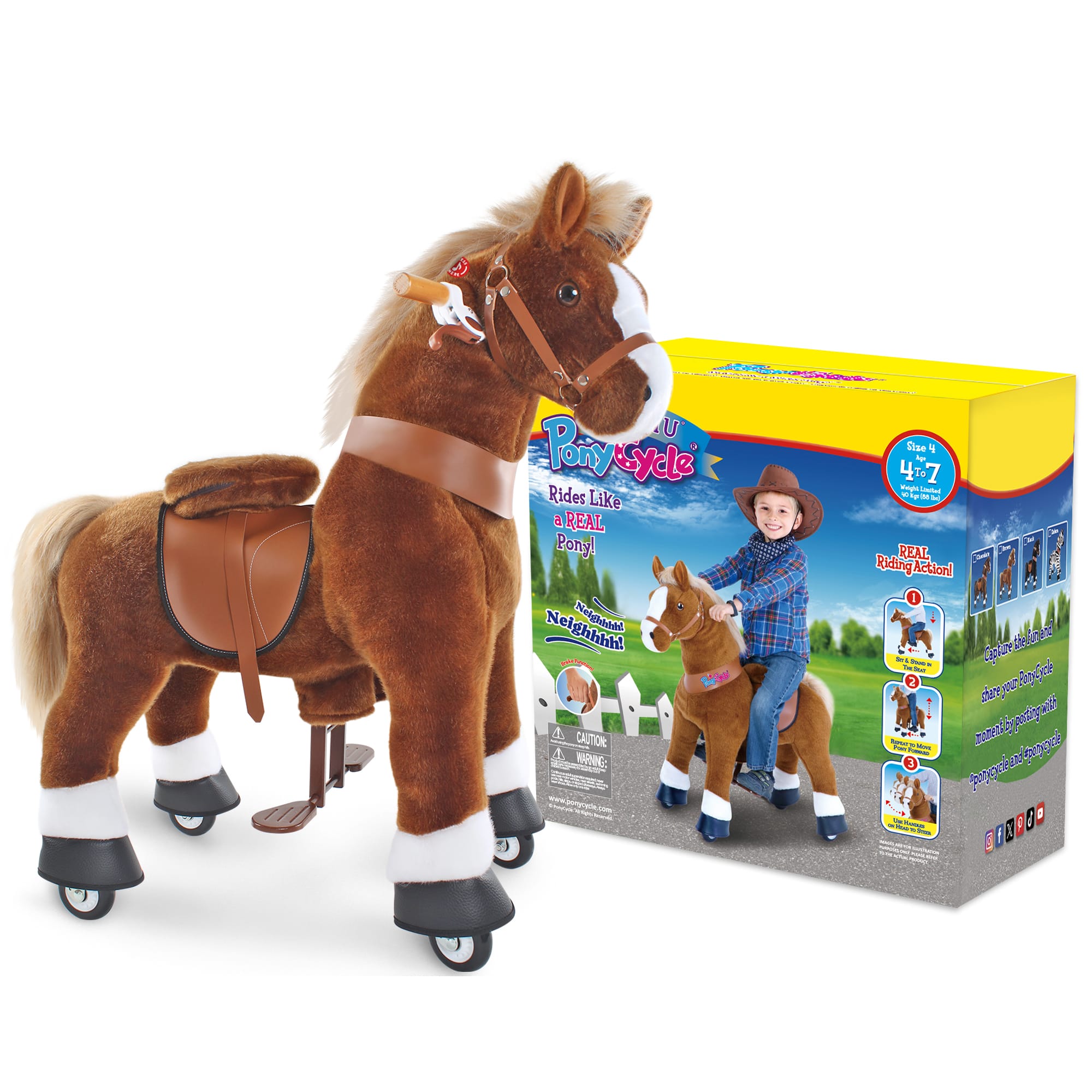 Model U Ride-on Pony Toy Age 4-8 Brown