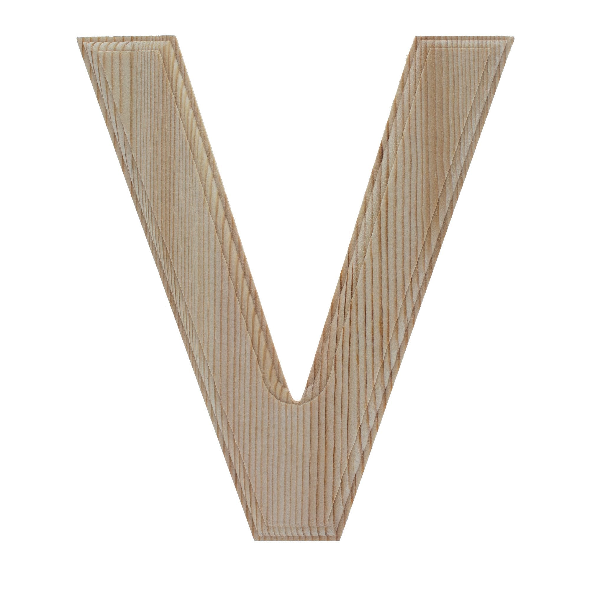 Unfinished Wooden Arial Font Letter V (6.25 Inches)