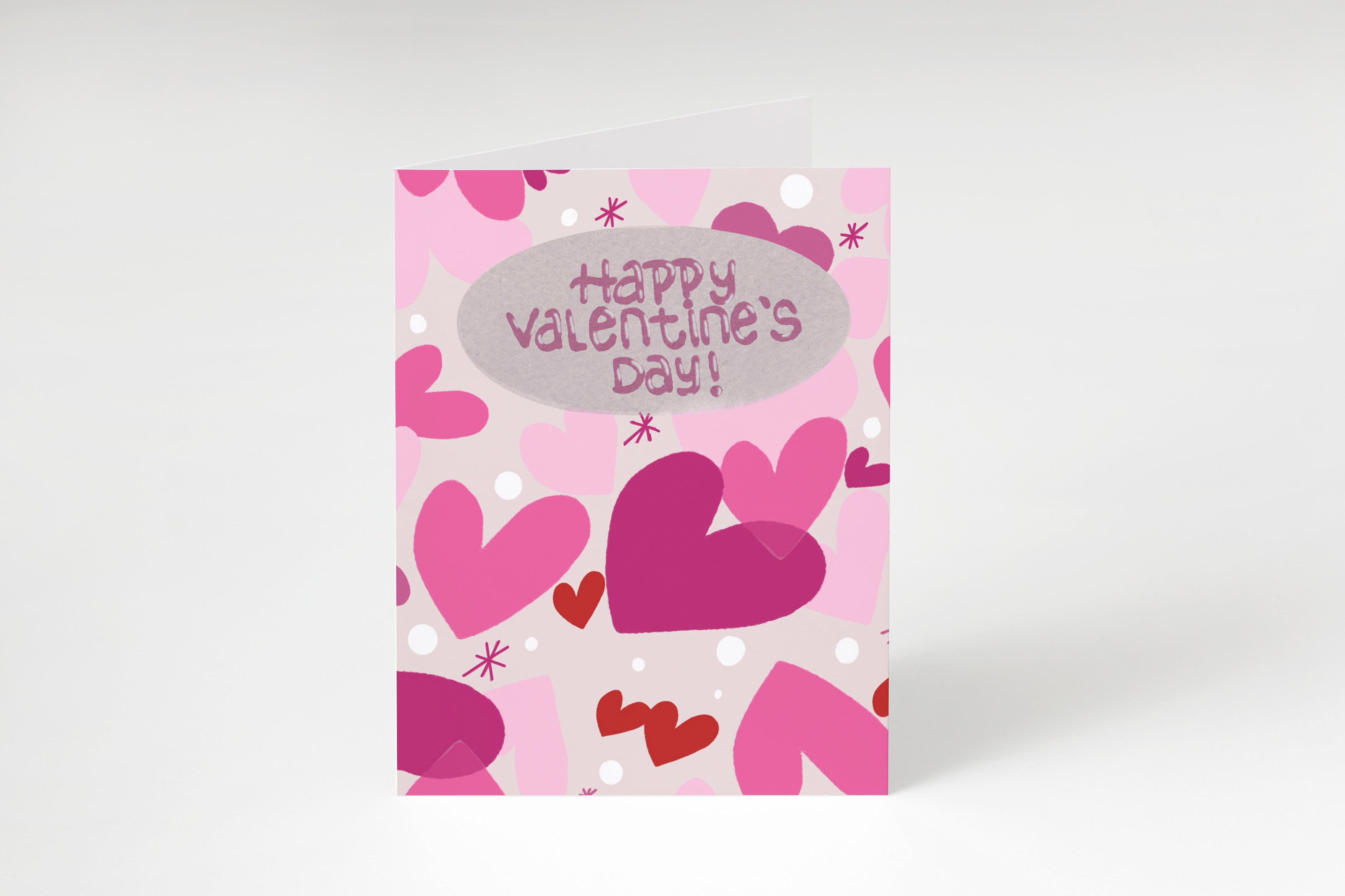Happy Valentine’s Day Greeting Card – Modern Pink Hearts Valentine Card