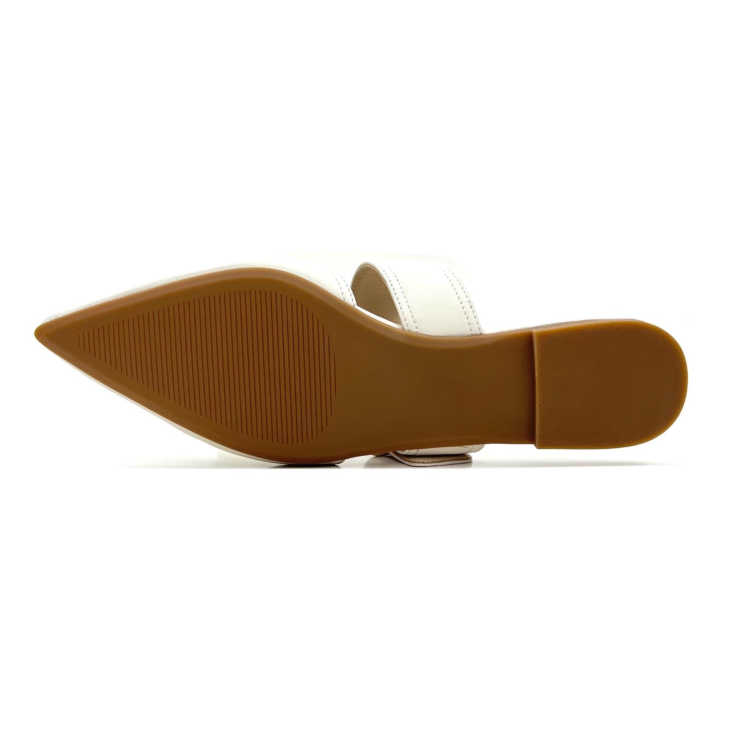 Valerie Buckle Mule In Bone Leather