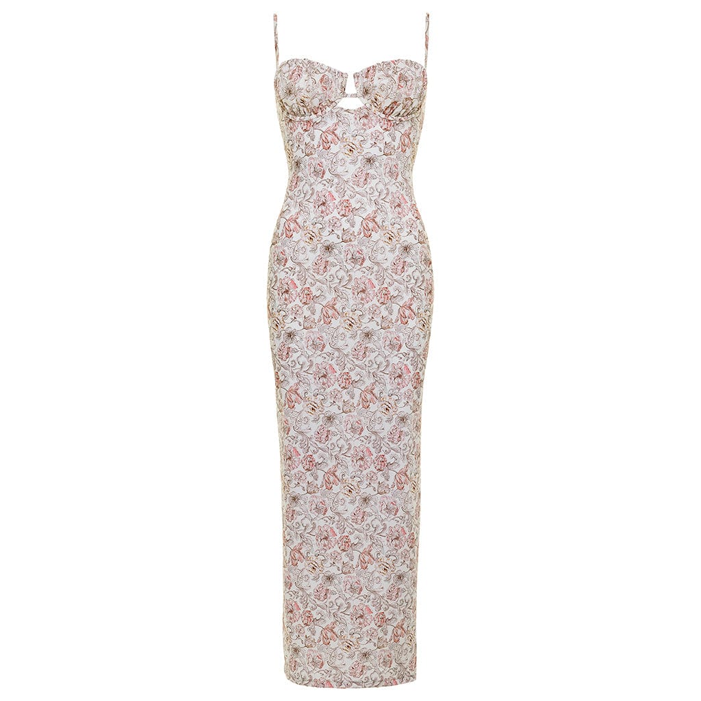 Venecia Floral Petal Long Slip Dress