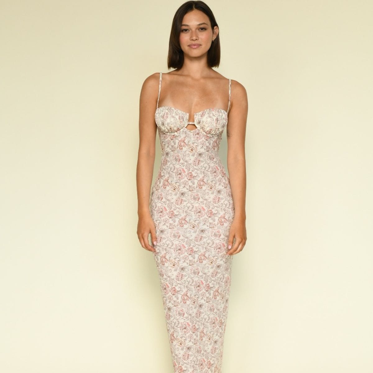 Venecia Floral Petal Long Slip Dress