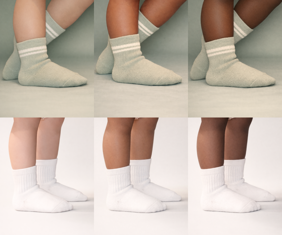 Baby Gripper Crew Socks 4-pack (6-12 Months) - Vetiver