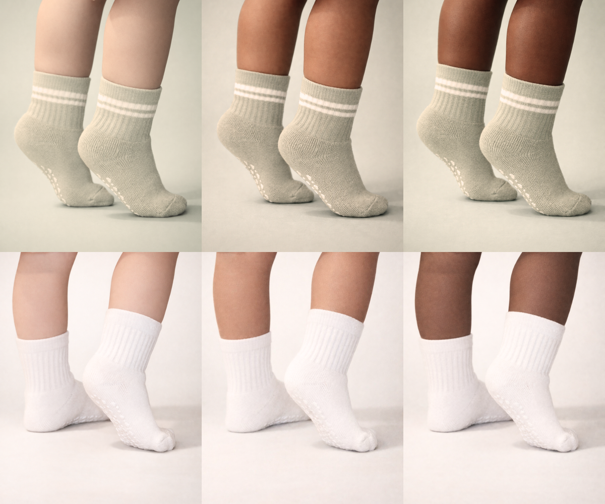 Baby Gripper Crew Socks 4-pack (3-6 Months) - Vetiver
