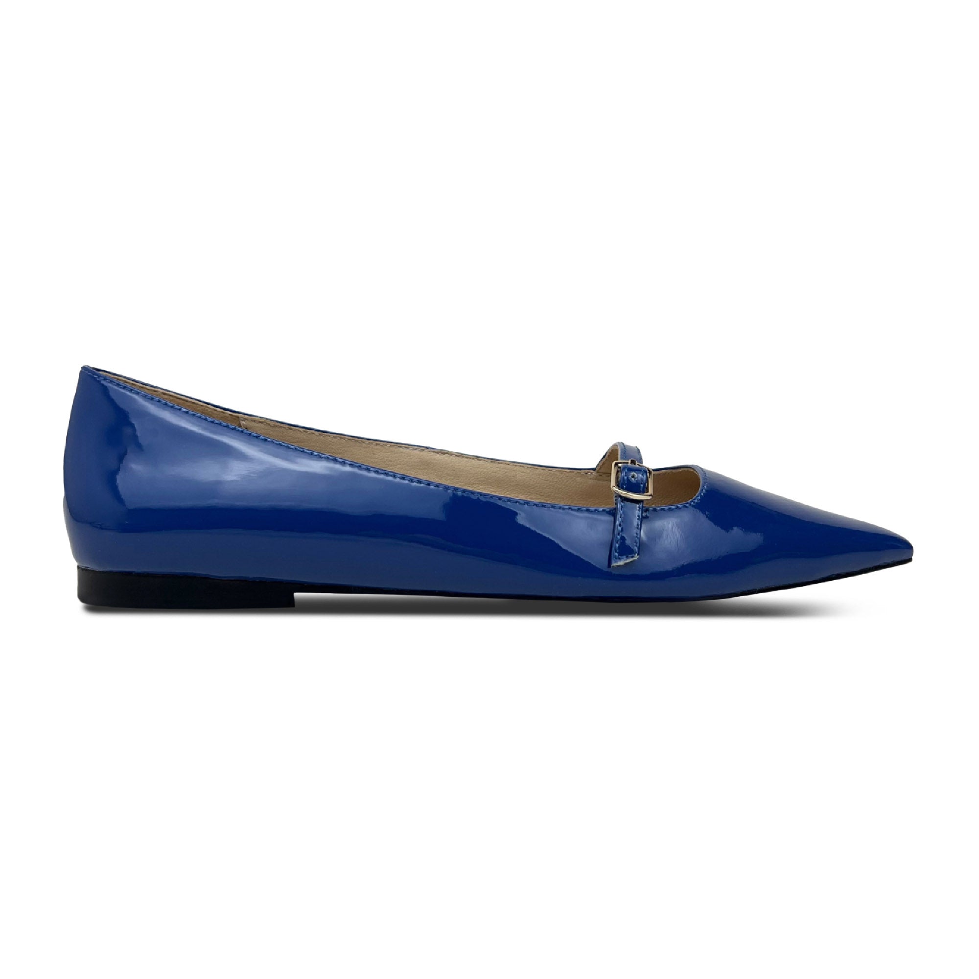 Victoria Flat In Blue Patent