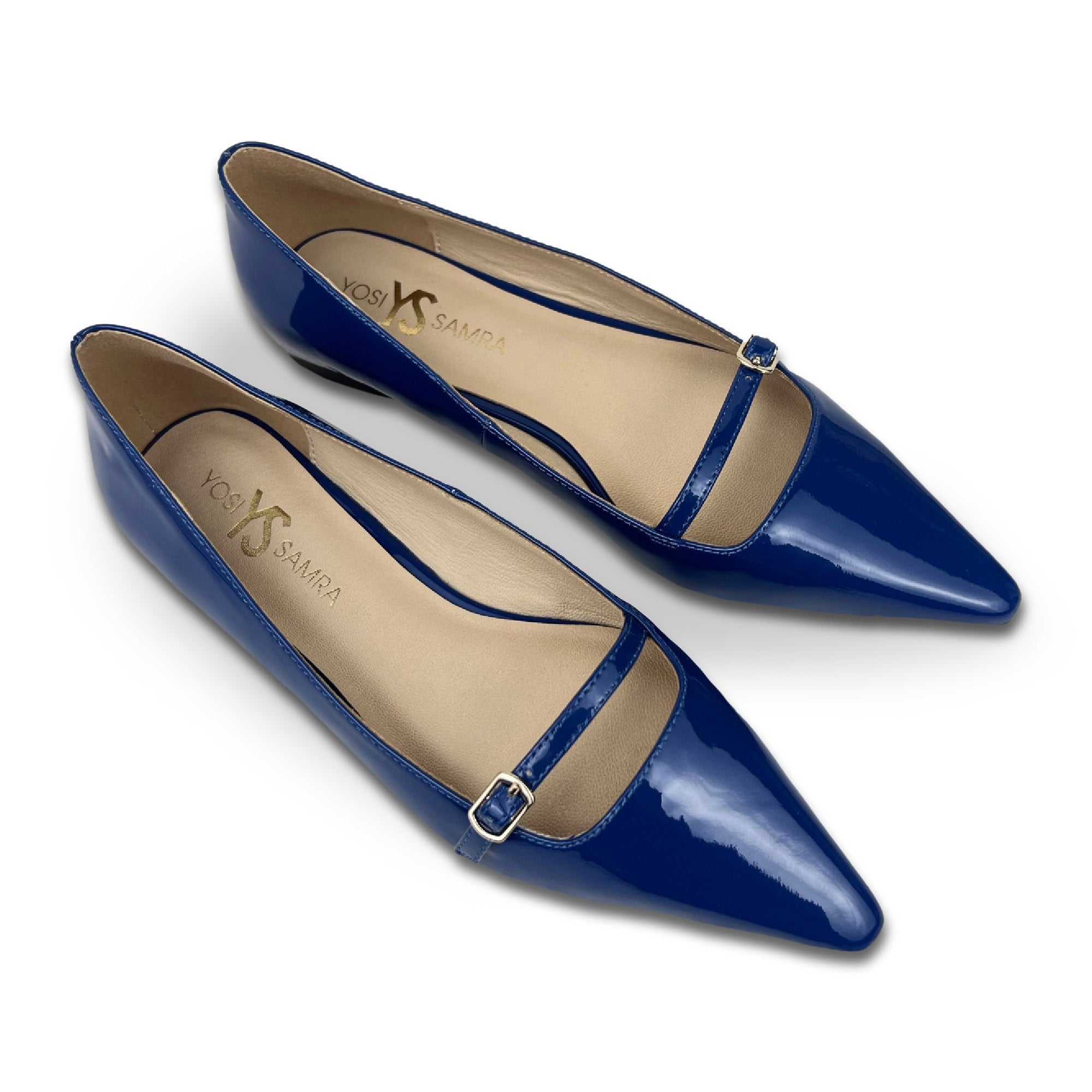 Victoria Flat In Blue Patent