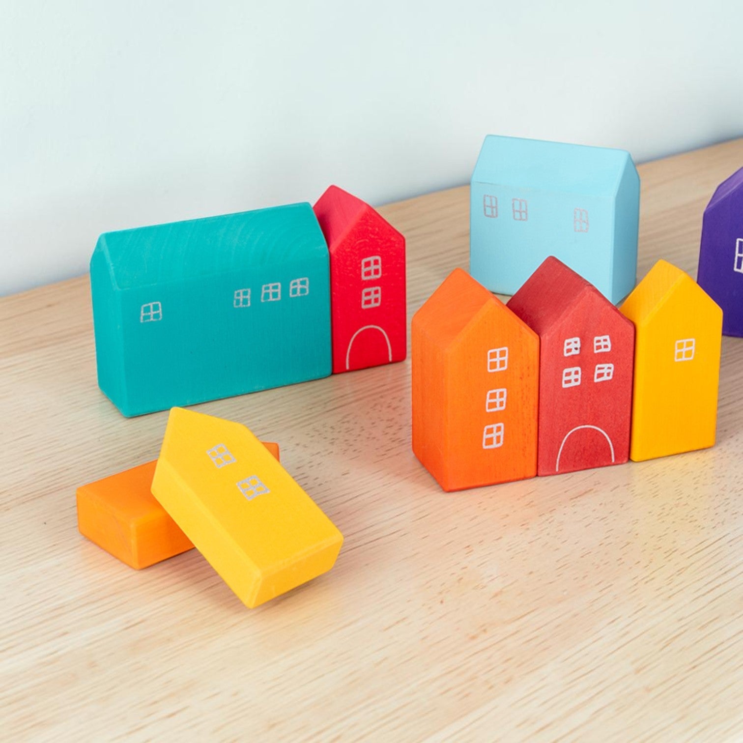 15 Pcs Little Village Wooden House Toys Building Blocks